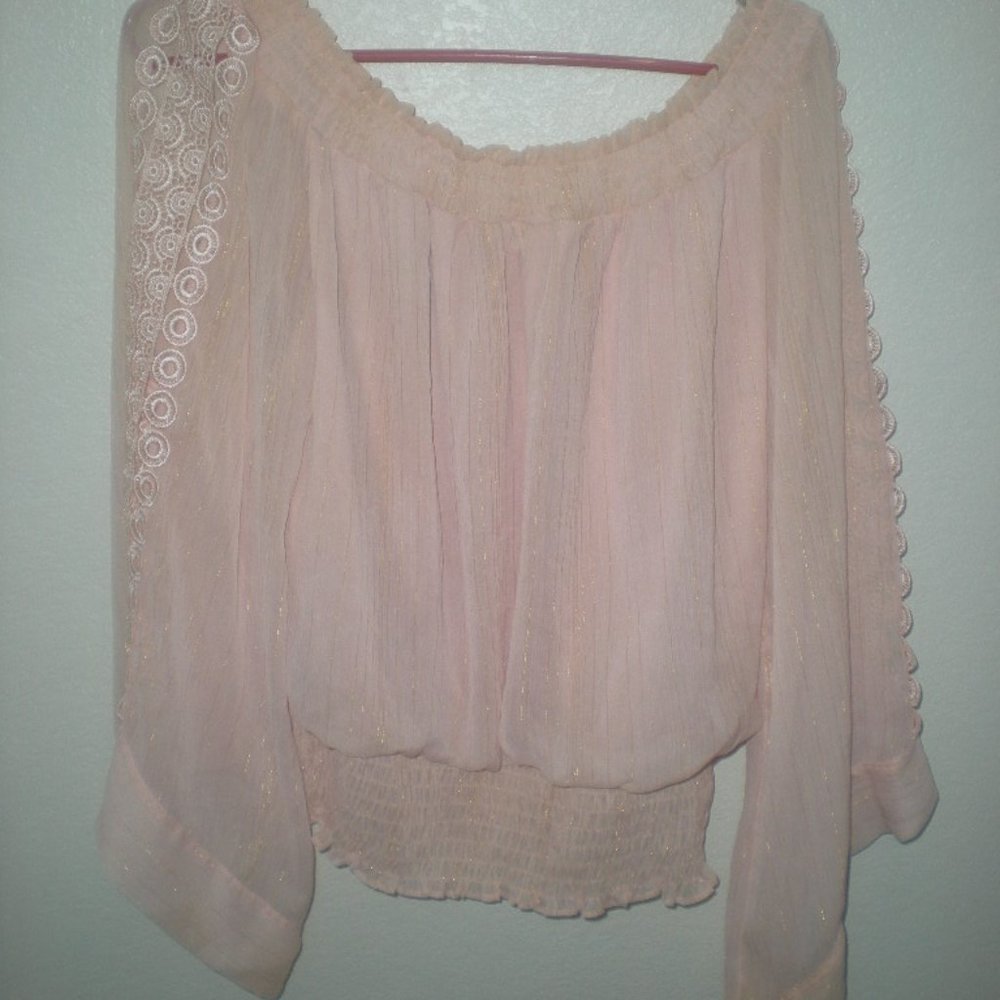 XOXO Blouse  Top  Off the Shoulders  Pink  Size L  New